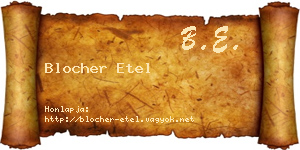 Blocher Etel névjegykártya